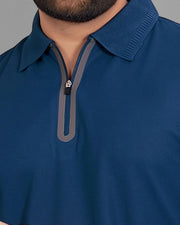 Men's Polo Collar Pockets T-Shirt — Navy Blue — Thumbnail 4