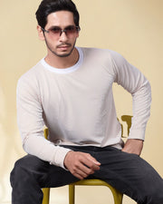 Men Round Neck Full Sleeve Striped T-shirt — Brown — Thumbnail 2