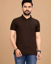 Men's Polo Collar T-Shirt — Coffee Brown — Thumbnail 1