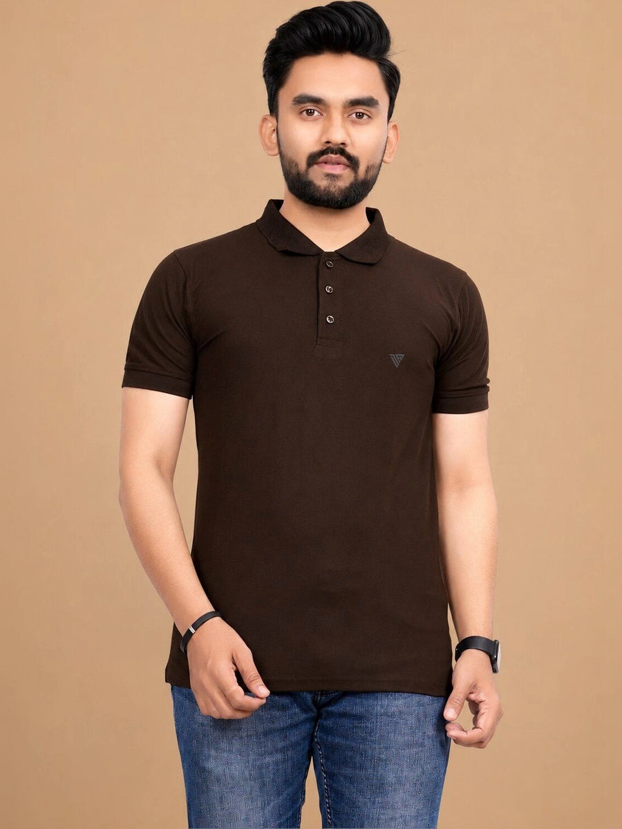 Men's Polo Collar T-Shirt — Coffee Brown — Custom Print Studio