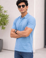Men's Polo Collar T-Shirt — Blue — Thumbnail 5