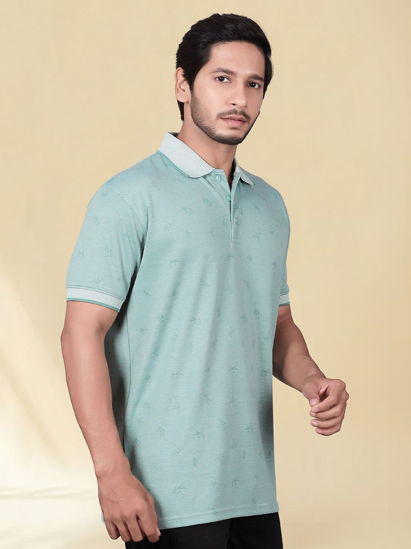 Men Printed Polo Collar Jaqquard T-shirt — Multi — Quality Craftsmanship Anatomy