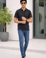 Men's Polo Collar T-Shirt — Black — Thumbnail 5