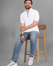 Men's Polo Collar Pockets T-Shirt — White — Thumbnail 3