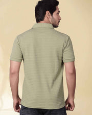 Men Polo Collar T-shirt — Olive — Thumbnail 4