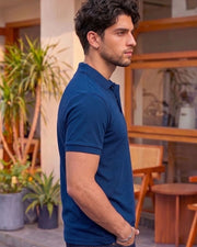 Men's All-Over Printed Polo Collar T-Shirt — Blue — Thumbnail 6