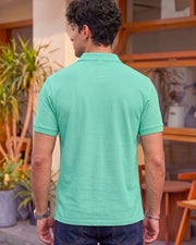 Men's All-Over Printed Polo Collar T-Shirt — Sea Green — Thumbnail 5