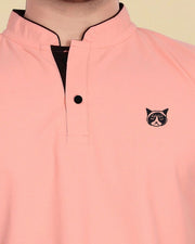Men's Mandarin Collar T-Shirt — Peach — Thumbnail 3