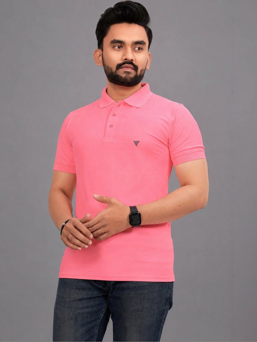 Men's Polo Collar T-Shirt — Pink — Tshirt Factory India Direct Manufacturer Surat