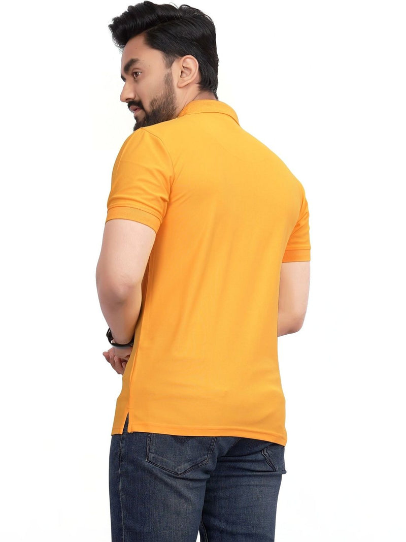 Men's Brand Logo Polo Collar T-Shirt — Yellow — Quality Craftsmanship Anatomy