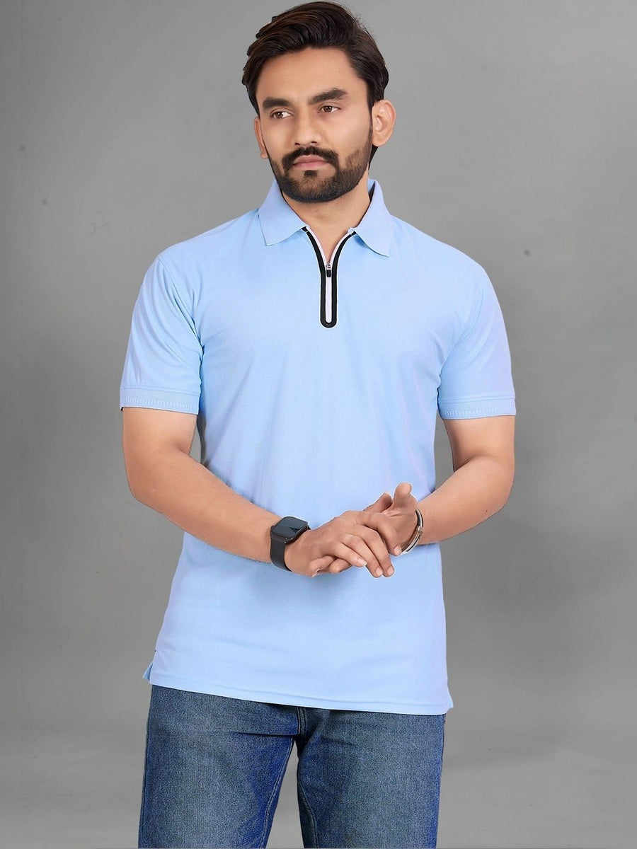 Men's Polo Collar T-Shirt — Blue — Tshirt Factory India Direct Manufacturer Surat