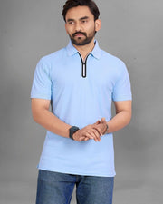 Men's Polo Collar T-Shirt — Blue — Thumbnail 6