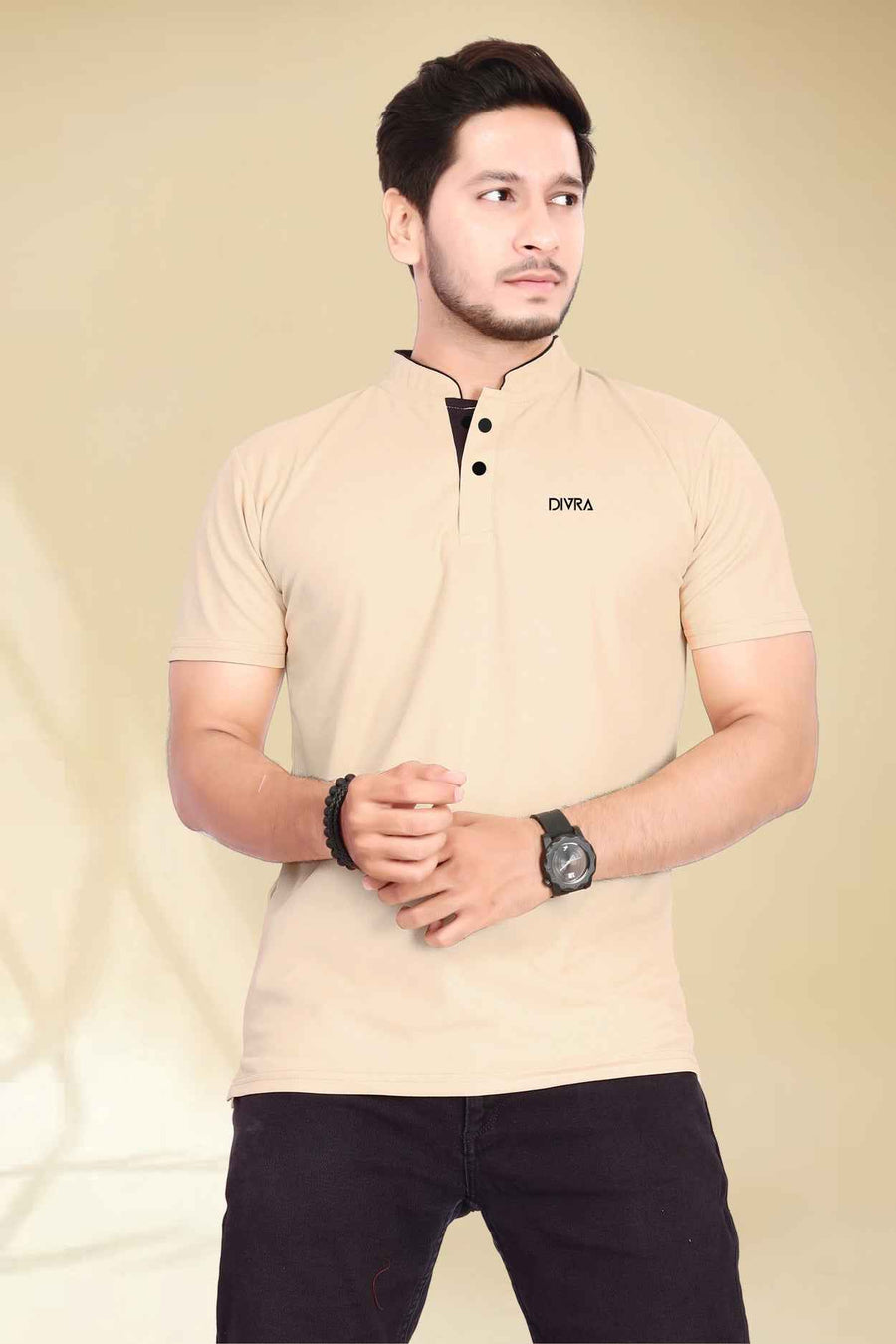 Mandarin Collar Tshirt for Men Chiku — Custom Print Studio