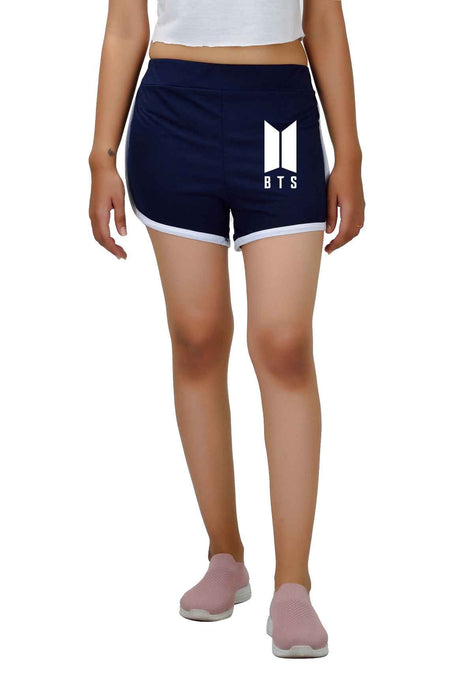 Womens or Girls Cotton BTS Short Angle View — Custom Printing Surat