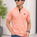 Men's Mandarin Collar T-Shirt — Peach