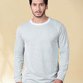 Men Striped Regular Fit Round Neck Full Sleeve T-shirt — Grey