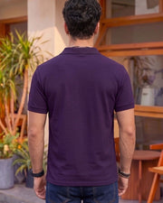 Men's All-Over Printed Polo Collar T-Shirt — Purple — Thumbnail 3