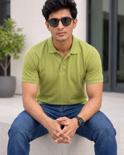 Men's Polo Collar T-Shirt — Green — Thumbnail 3