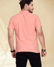 Men's Mandarin Collar T-Shirt — Peach — Thumbnail 4