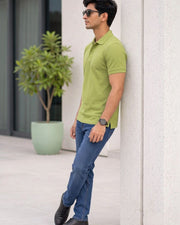 Men's Polo Collar T-Shirt — Green — Thumbnail 4