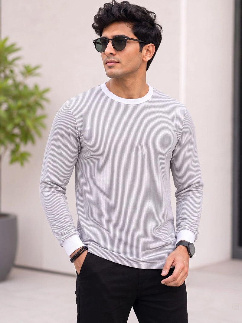 Men's Striped T-Shirt — Black — Quality Craftsmanship Anatomy