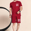 Men's Cotton Printed Night Suit Set of Top & Shorts — Maroon