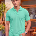 Men's All-Over Printed Polo Collar T-Shirt — Sea Green