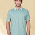 Men Printed Polo Collar Jaqquard T-shirt — Multi