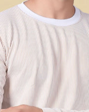 Men Round Neck Full Sleeve Striped T-shirt — Brown — Thumbnail 5