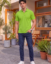 Men's All-Over Printed Polo Collar T-Shirt — Green — Thumbnail 7