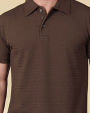 Men Polo Collar Slim Fit T-shirt — Coffee Brown — Thumbnail 3
