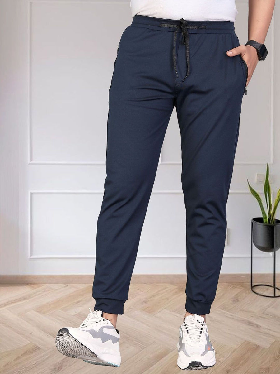 Men Mid-Rise Track Pants — Navy Blue — Tshirt Factory India Direct Manufacturer Surat