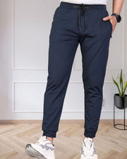 Men Mid-Rise Track Pants — Navy Blue — Thumbnail 2