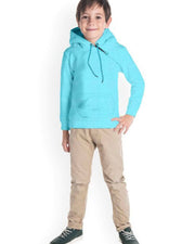 Kids Unisex Unisex Kids Hooded Sweatshirt — Turquoise Blue — Thumbnail 2