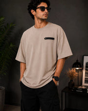 Men's Pure Cotton Pocket T-Shirt — Beige — Thumbnail 1