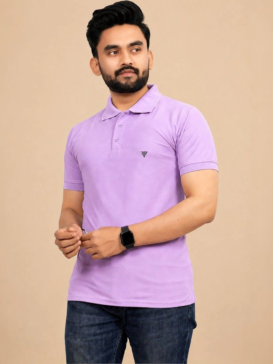 Men's Polo Collar T-Shirt — Lavender — Tshirt Factory India Direct Manufacturer Surat