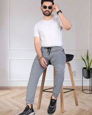 Men Solid Mid Rise Dry Fit Track Pant — Grey — Thumbnail 4