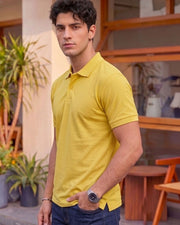 Men's All-Over Printed Polo Collar T-Shirt — Yellow — Thumbnail 4