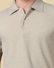 Men Polo Collar Slim Fit T-shirt — Cream — Thumbnail 4
