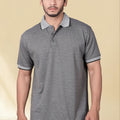 Men's All-Over Printed Regular Fit Polo T-Shirt — Charcoal Grey