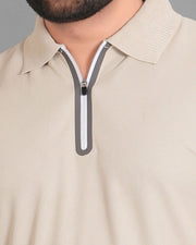 Men's Polo Collar Pockets T-Shirt — Beige — Thumbnail 6