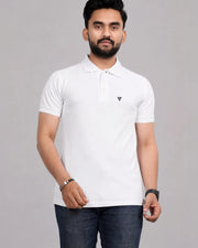 Men's Polo Collar T-Shirt — White — Thumbnail 1