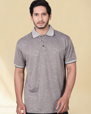Men Printed Polo Collar T-shirt — Multi — Thumbnail 3