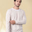 Men Round Neck Full Sleeve Striped T-shirt — Brown