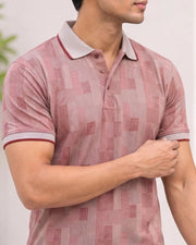 Men's Printed Polo Collar Pockets T-Shirt — Peach — Thumbnail 7