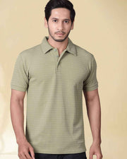 Men Polo Collar T-shirt — Olive — Thumbnail 1