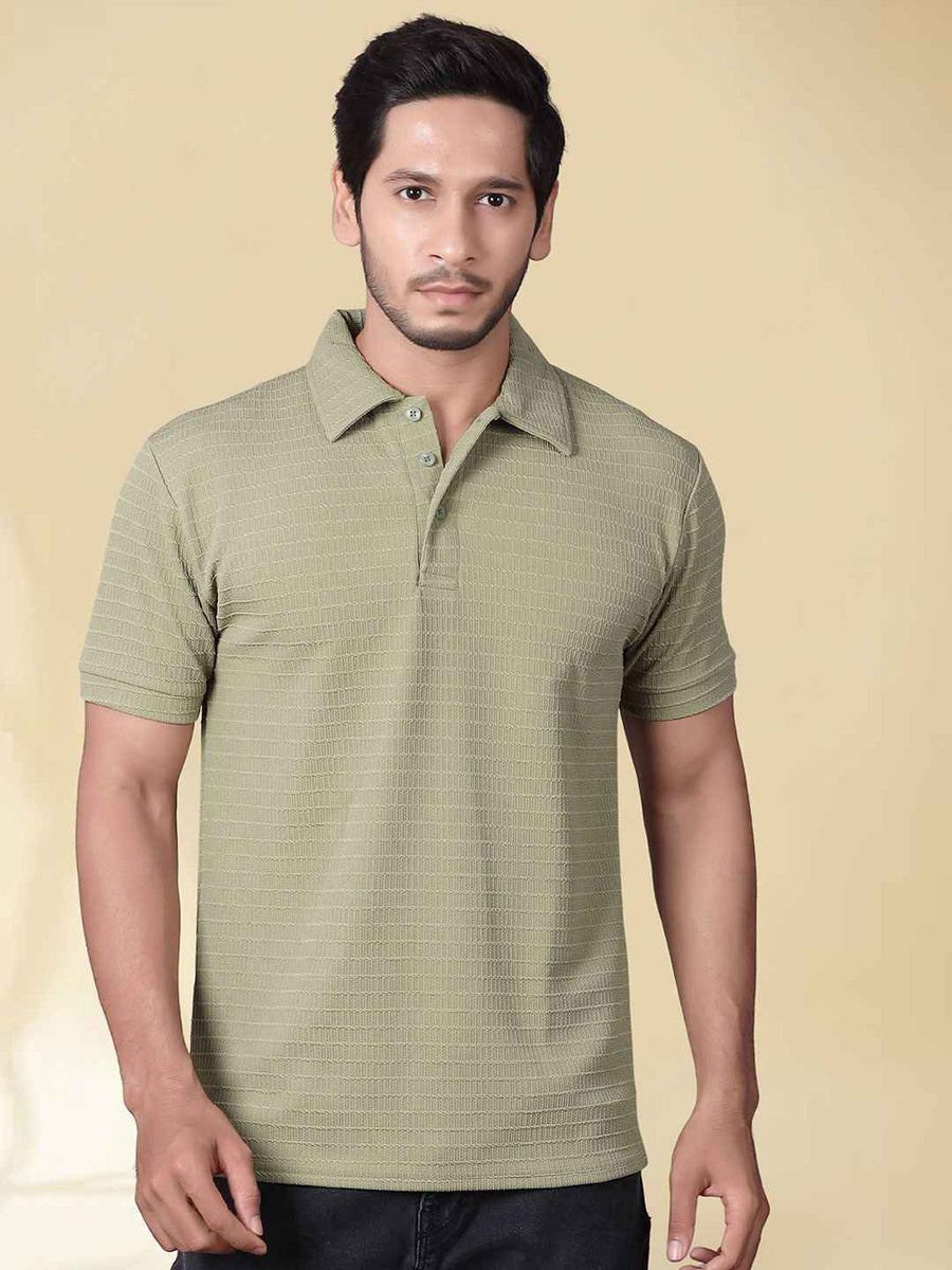 Men Polo Collar T-shirt — Olive — Tshirt Factory India Direct Manufacturer Surat