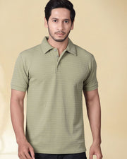 Men Polo Collar T-shirt — Olive — Thumbnail 6