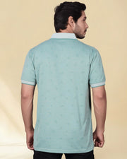 Men Printed Polo Collar Jaqquard T-shirt — Multi — Thumbnail 6