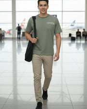 Men Organic Cotton Blend Pockets T-shirt — Green — Thumbnail 1